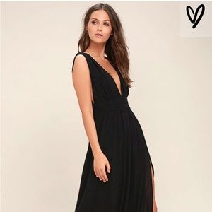 Lulus Black Lowcut Dress with Slit